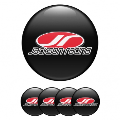 Jackson Racing Center Caps Wheel Emblem Black Fill Red Oval Logo