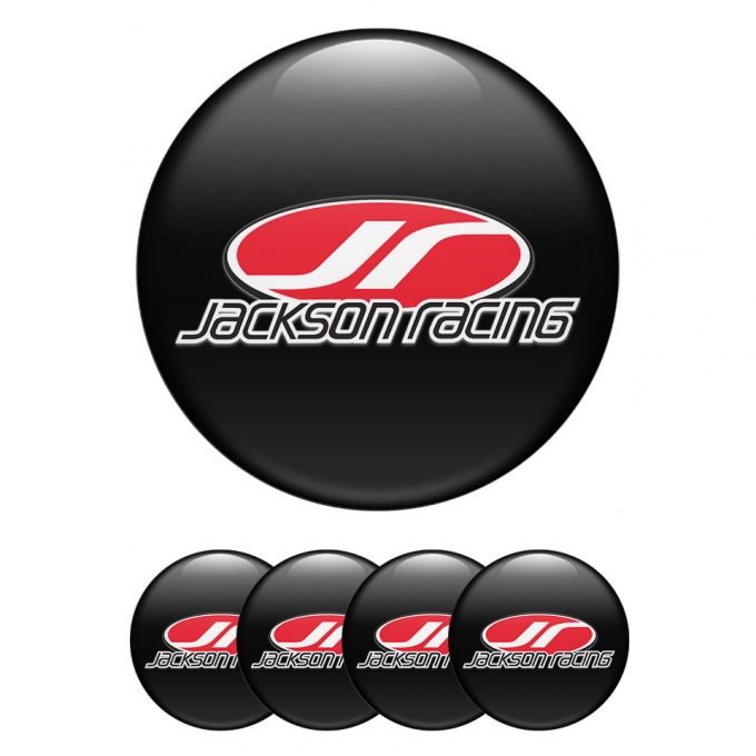 Jackson Racing Center Caps Wheel Emblem Black Fill Red Oval Logo