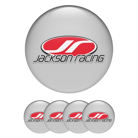 Jackson Racing Racing Wheel Emblem for Center Caps Grey Fill Crimson Logo