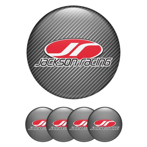 Jackson Racing Racing Stickers for Wheels Center Caps Carbon Fiber Crimson Logo
