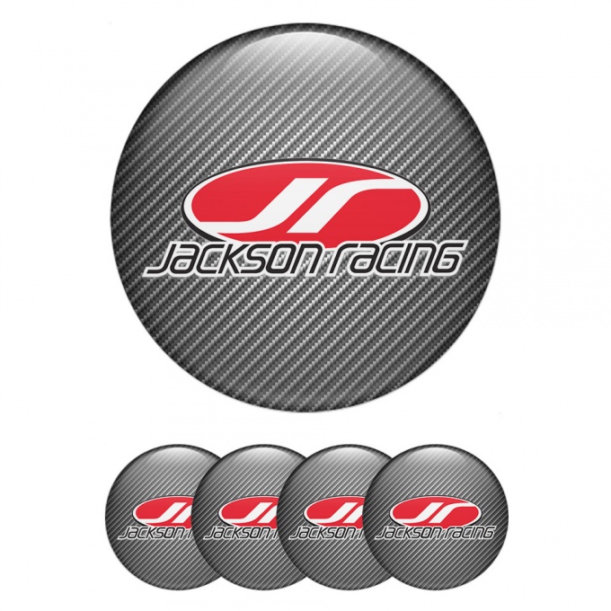 Jackson Racing Racing Stickers for Wheels Center Caps Carbon Fiber Crimson Logo