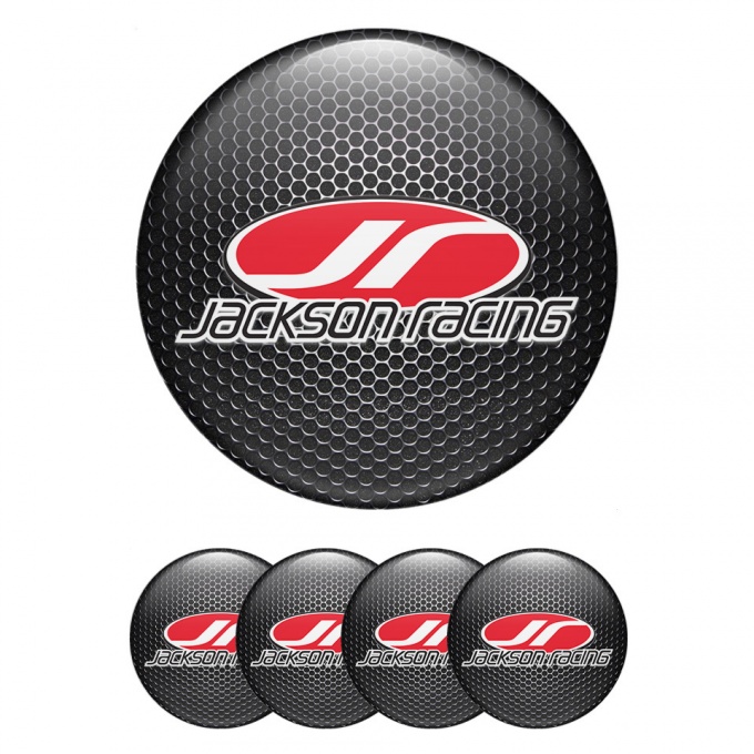 Jackson Racing Emblem for Wheel Center Caps Dark Mesh Crimson Logo