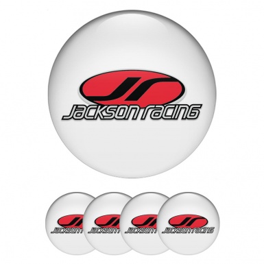 Jackson Racing Center Wheel Caps Stickers White Color Oval Design