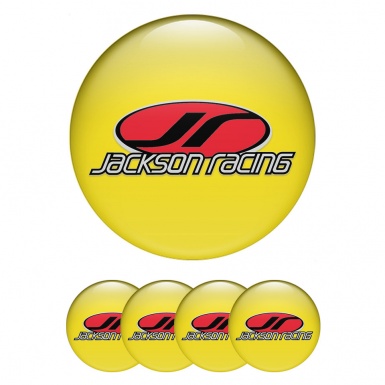 Jackson Racing Silicone Stickers for Center Wheel Caps Yellow Color Oval Logo
