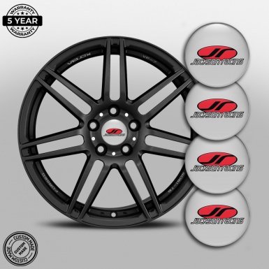 Jackson Racing Domed Stickers for Wheel Center Caps Grey Color Oval Logo