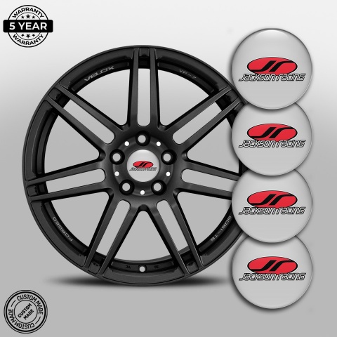 Jackson Racing Domed Stickers for Wheel Center Caps Grey Color Oval Logo