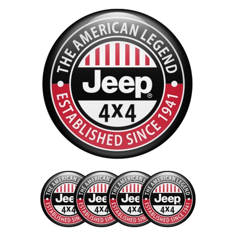 Jeep Stickers for Wheels Center Caps Black Base American Legend Edition