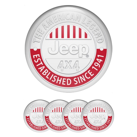 Jeep Emblem for Wheel Center Caps White Base American Legend Edition