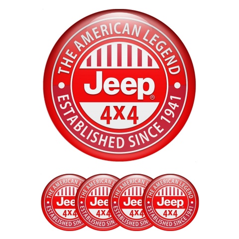 Jeep Emblem for Center Wheel Caps Red Base American Legend Edition