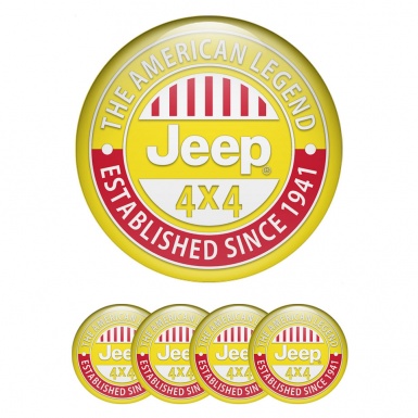 Jeep Center Wheel Caps Stickers Yellow Base American Legend Edition