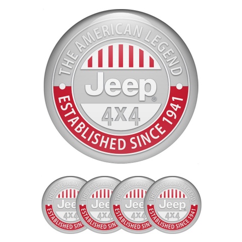 Jeep Emblems for Center Wheel Caps Grey Fill American Legend Design