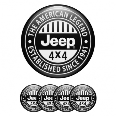 Jeep Wheel Emblem for Center Caps Black Background White Logo Design