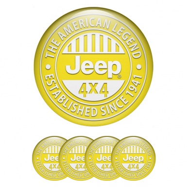 Jeep Emblem for Wheel Center Caps Yellow Background White Logo Design