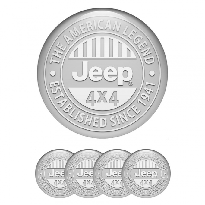 Jeep Emblem for Center Wheel Caps Grey Base White Logo Design