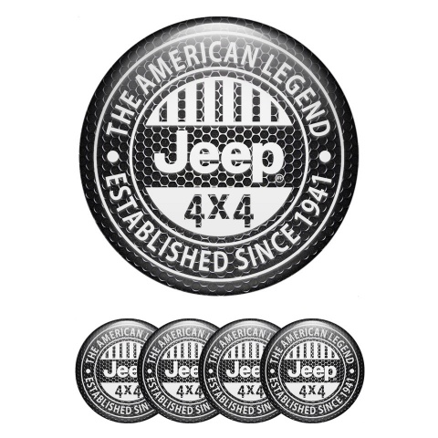 Jeep Emblems for Center Wheel Caps Dark Mesh White Logo Variant