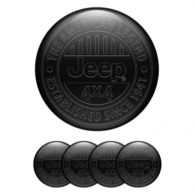 Jeep Wheel Stickers for Center Caps Dark Fill Black Logo Edition