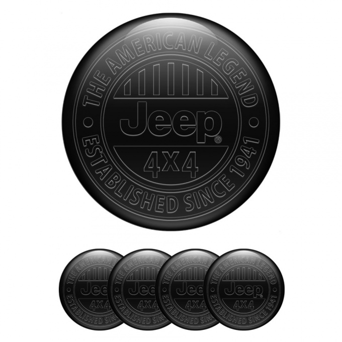 Jeep Wheel Stickers for Center Caps Dark Fill Black Logo Edition