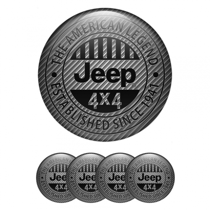 Jeep Wheel Emblem for Center Caps Carbon Effect Black Logo Edition