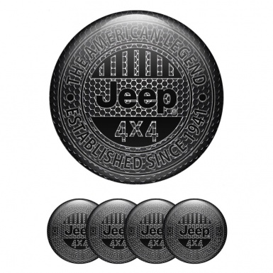 Jeep Stickers for Wheels Center Caps Metal Grate Black Logo Edition