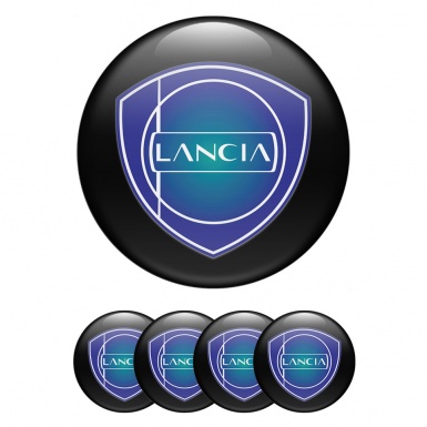 Lancia Emblem for Wheel Center Caps Black Fill Sapphire Blue Logo Design
