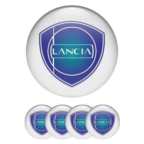 Lancia Emblem for Center Wheel Caps White Fill Sapphire Blue Logo Edition