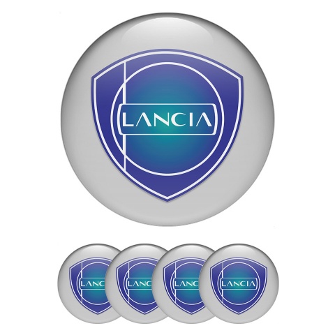 Lancia Center Caps Wheel Emblem Grey Fill Sapphire Blue Logo Design