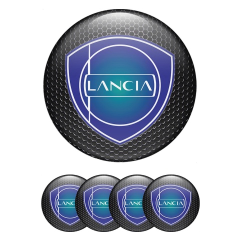 Lancia Wheel Emblem for Center Caps Dark Grate Sapphire Blue Logo