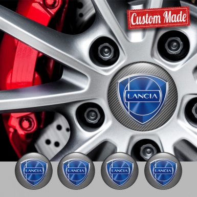 Lancia Wheel Stickers for Center Caps Light Carbon Metallic Logo Effect
