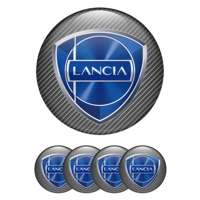 Lancia Wheel Stickers for Center Caps Light Carbon Metallic Logo Effect