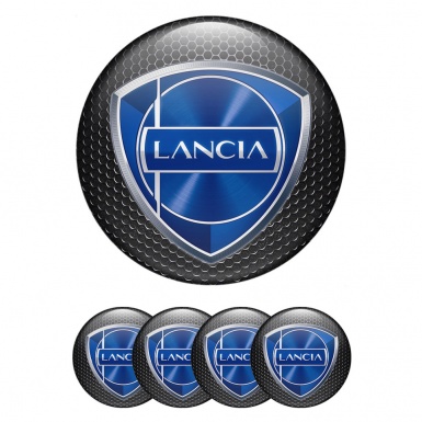 Lancia Stickers for Center Wheel Caps Dark Grate Metallic Logo Edition