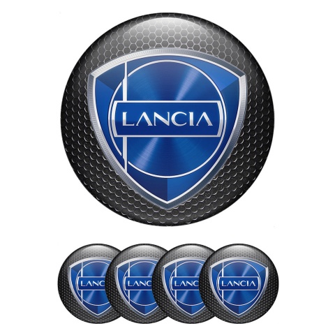 Lancia Stickers for Center Wheel Caps Dark Grate Metallic Logo Edition
