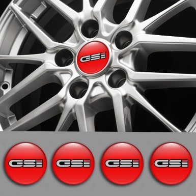 Opel GSI Emblem for Center Wheel Caps Red Background Grey Logo Motif