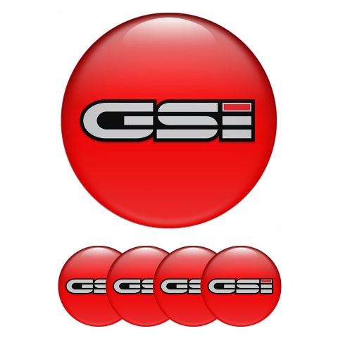Opel GSI Emblem for Center Wheel Caps Red Background Grey Logo Motif