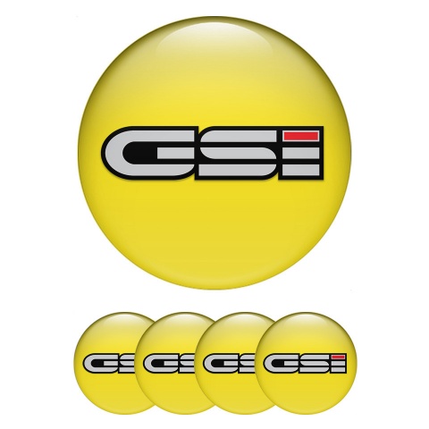Opel GSI Center Wheel Caps Stickers Yellow Fill Grey Logo Variant