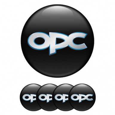 Opel OPC Silicone Stickers for Center Wheel Caps Black Base Blue Outline
