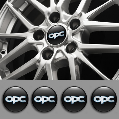 Opel OPC Silicone Stickers for Center Wheel Caps Black Base Blue Outline