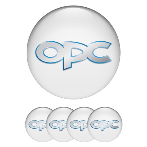 Opel OPC Domed Stickers for Wheel Center Caps White Base Blue Outline