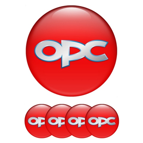 Opel OPC Stickers for Center Wheel Caps Red Background Blue Outline