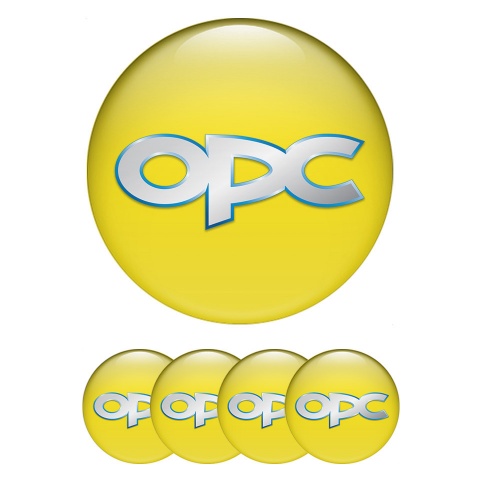 Opel OPC Wheel Emblem for Center Caps Yellow Background Silver Logo