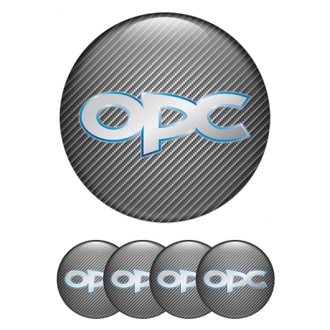 Opel OPC Stickers for Wheels Center Caps Light Carbon Blue Outline
