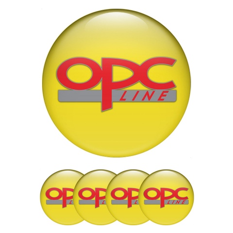 Opel Wheel Stickers for Center Caps Yellow Fill Red OPC Line Logo