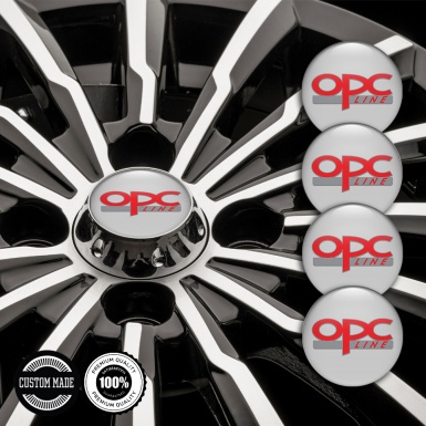 Opel Center Caps Wheel Emblem Grey Background Red OPC Line Design