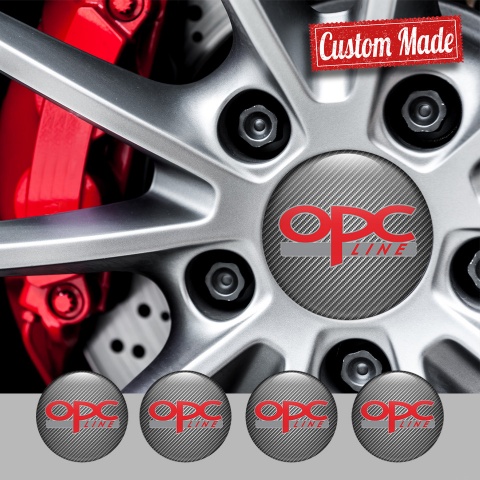 Opel Silicone Stickers for Center Wheel Caps Carbo Fiber Red OPC Line