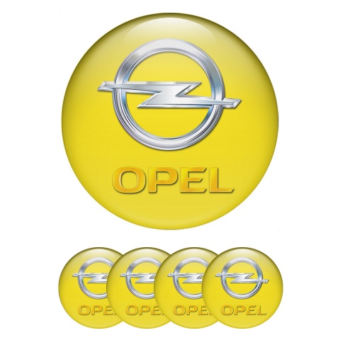 Opel Emblem for Wheel Center Caps Yellow Base Silver Gold Effect