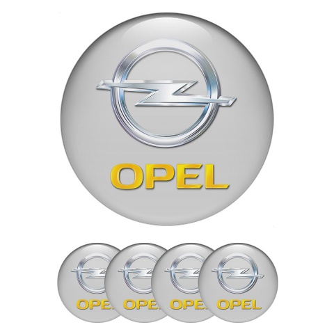Opel Emblem for Center Wheel Caps Grey Fill Silver Gold Logo Design