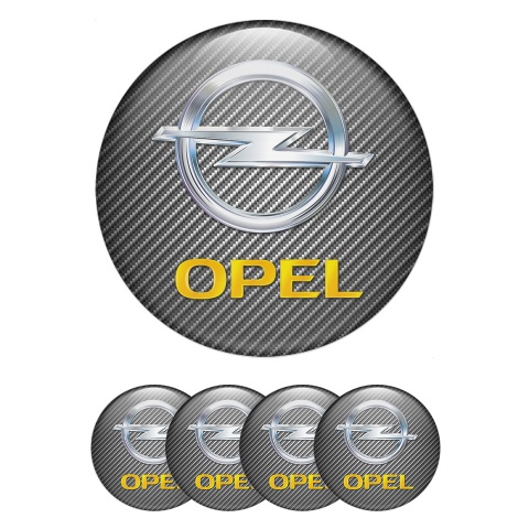 Opel Center Wheel Caps Stickers Carbon Effect Silver Gold Logo Design