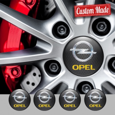 Opel Emblems for Center Wheel Caps Dark Mesh Silver Gold Logo Effect