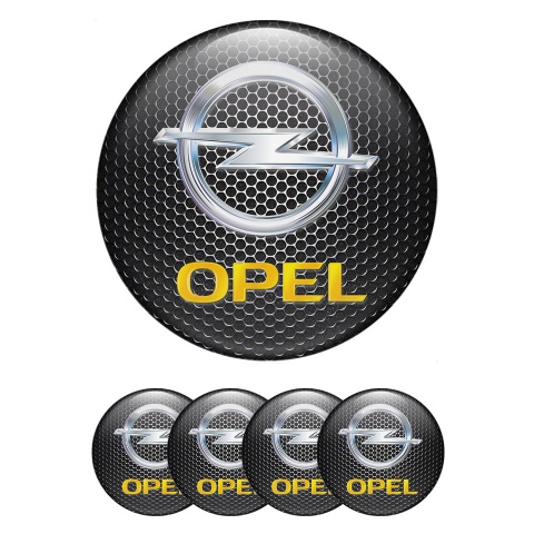 Opel Emblems for Center Wheel Caps Dark Mesh Silver Gold Logo Effect