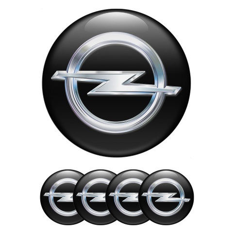Opel Wheel Stickers for Center Caps Black Fill Classic Chrome Edition