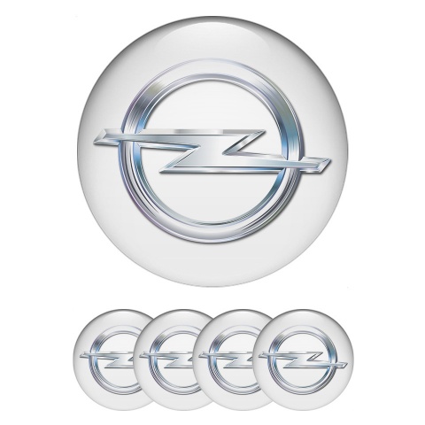 Opel Center Caps Wheel Emblem White Base Classic Chrome Design